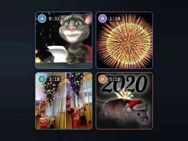 Four moments of one video, labelled hop A to D with their timestamps